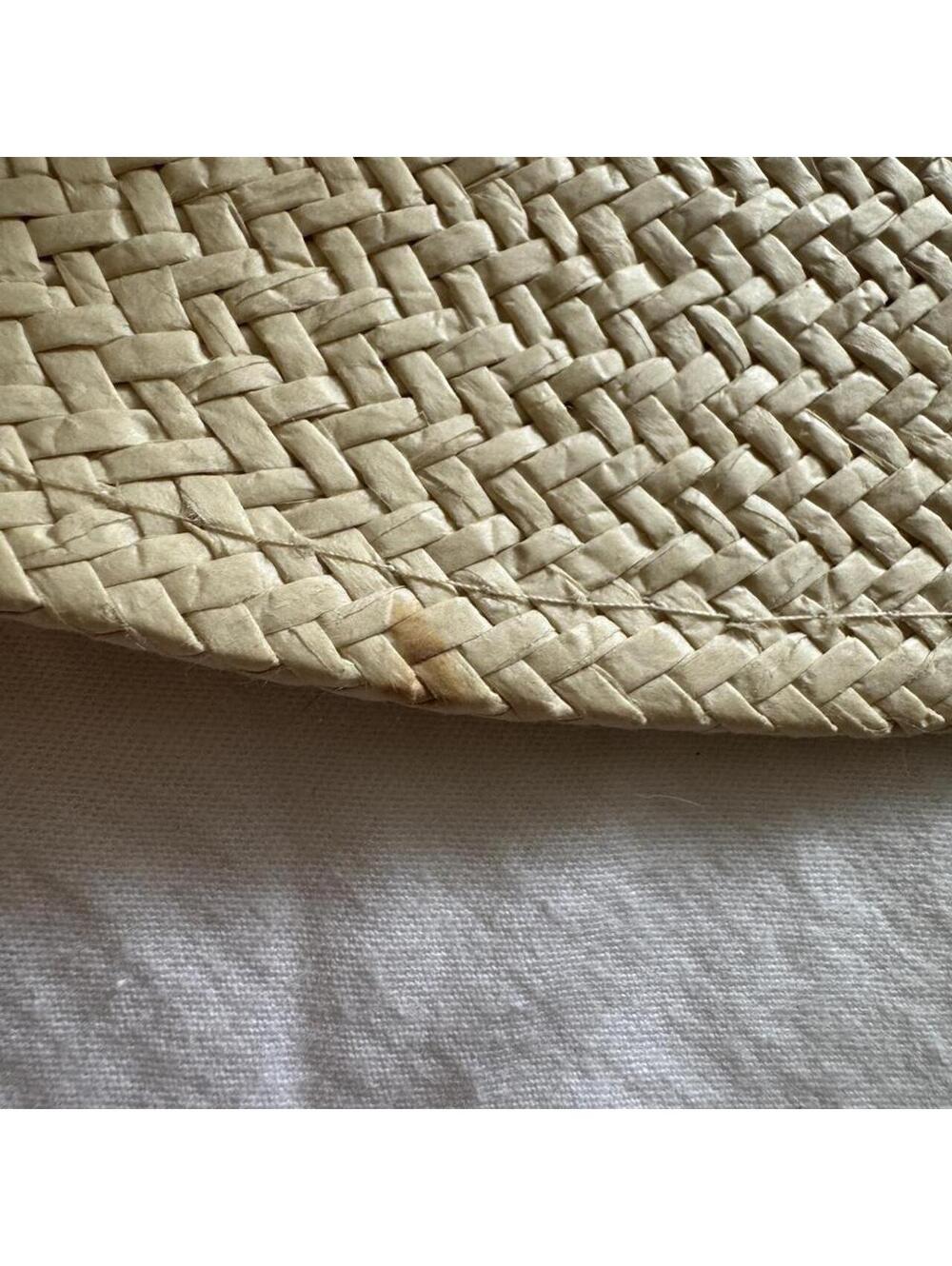 Wide Brim Straw Sun Hat with Chin Strap Woven Summer Beach Hat Neutral Beige - Picture 4 of 5